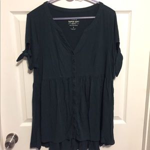 Super soft bow sleeve babydoll tee